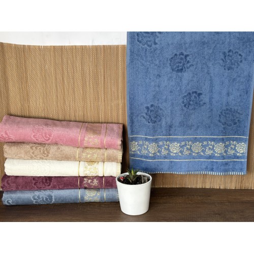 50X90 KADİFE HAVLU SARIGÜL DESEN 