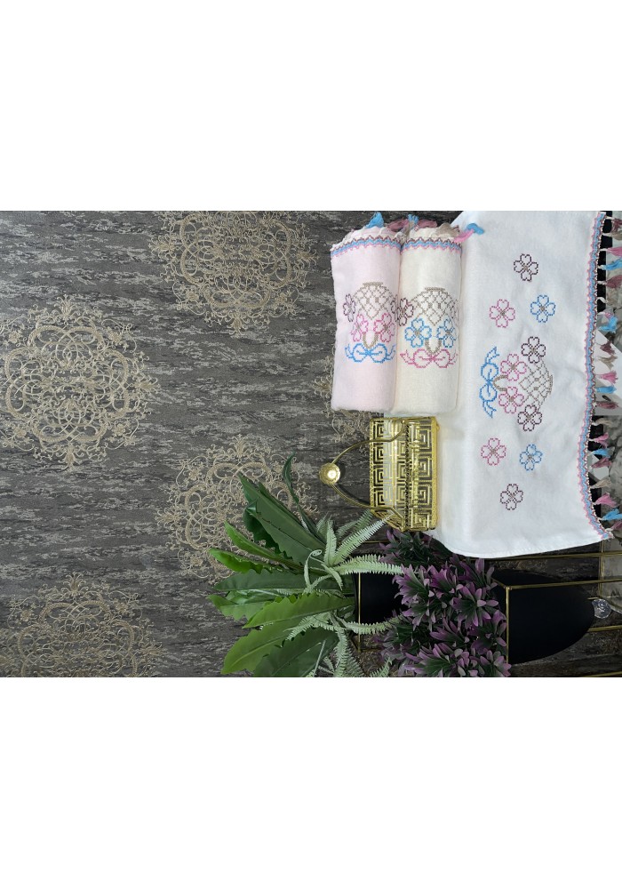50-90 KADİFE  KANEVİÇE NAKIŞLI PÜSKÜLLÜ